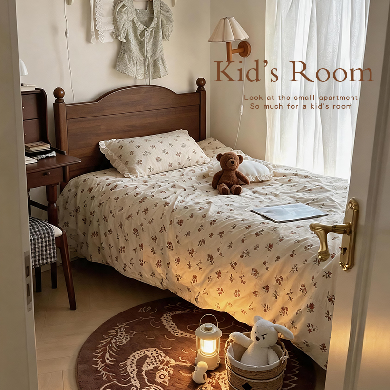 All Solid Wood Walnut Children's Bed for Girls 1.62m Mid-Century Style Single Bed for Boys Small Apartment Princess Bed All Solid Wood Walnut Children's Bed for Girls 1.62m Mid-Century Style Single Bed for Boys Small Apartment Princess Bed