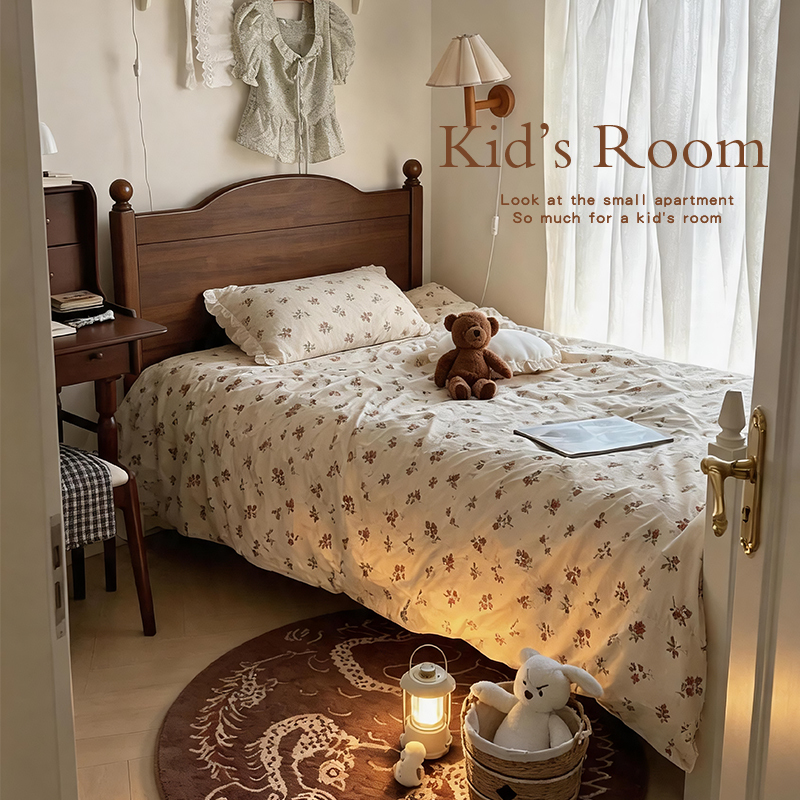 All Solid Wood Walnut Children's Bed for Girls 1.62m Mid-Century Style Single Bed for Boys Small Apartment Princess Bed All Solid Wood Walnut Children's Bed for Girls 1.62m Mid-Century Style Single Bed for Boys Small Apartment Princess Bed