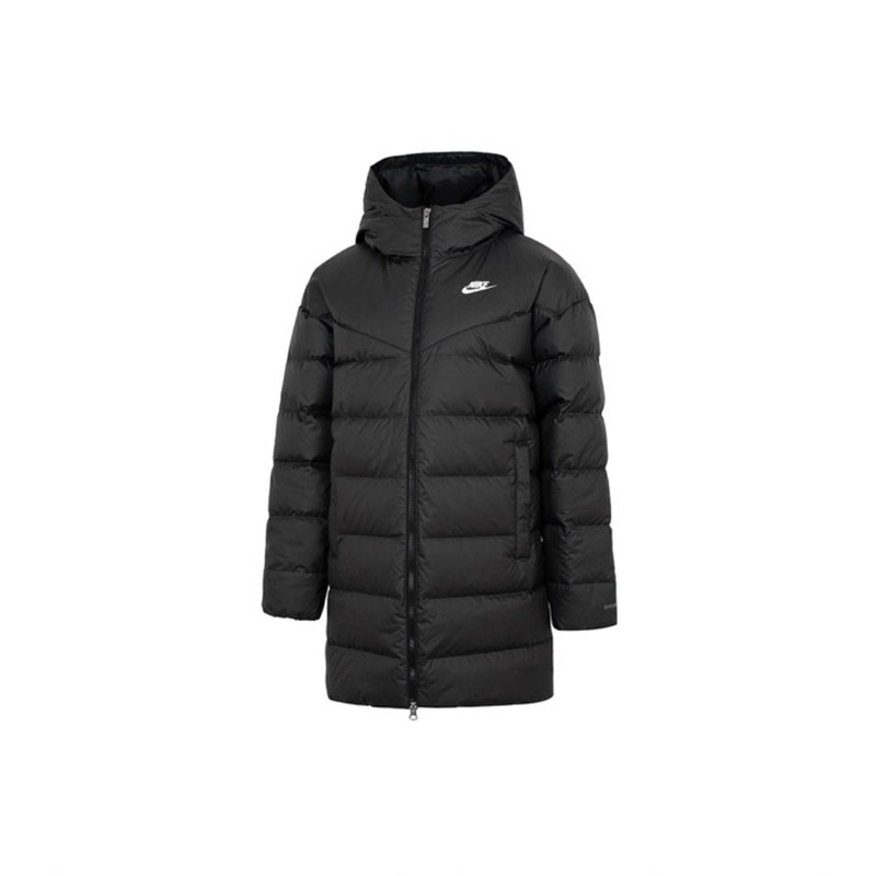 Nike Women's Solid Color Logo Print Hooded Long down Jacket Dq6874-010-133 Nike Women's Solid Color Logo Print Hooded Long down Jacket Dq6874-010-133