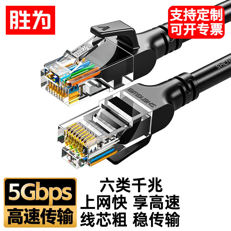 Shengwei Category 6 Ethernet Cable Gigabit High-Speed Broadband Cable Cat6 for Engineering, Monitoring, Computer Network, Home Use, Finished Patch Cord
