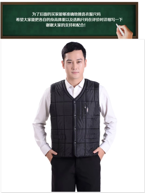 Vest mới trung niên cotton vest mùa thu và mùa đông ấm áp cotton vest nam kích thước lớn cotton vest nam vest nam áo ba lỗ tập gym nam