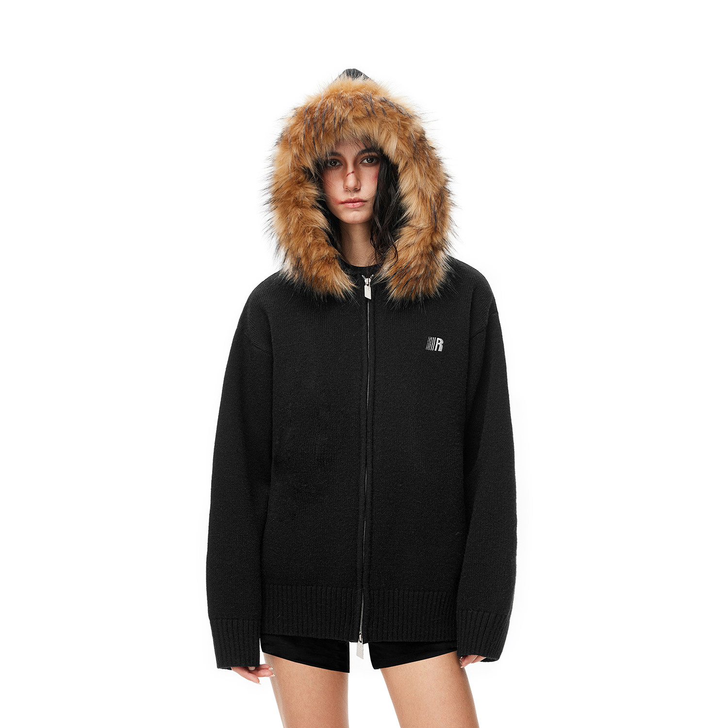 Официальный магазин FDR, кардиган, свитер со съемным меховым воротником, куртка для мужчин и женщин, осенне-зимний свитер для американской пары с капюшоном Изображение 1