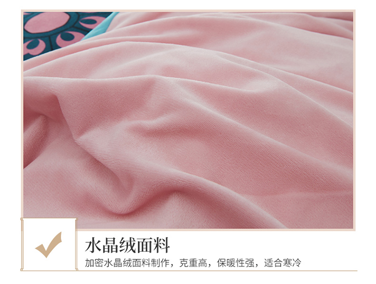 Chải bông bốn mảnh cộng với nhung ab phiên bản nhung pha lê mùa thu và mùa đông dày san hô ấm flannel bốn mảnh mền gối