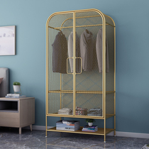 Nordic ins bedroom single double door wardrobe iron landing gold clothing store display storage simple goddess wardrobe