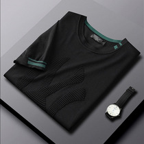 Dingli recommends high-end short-sleeved sweater ~ Mens Thin Ice Silk trend embroidery slim round neck casual T-shirt men