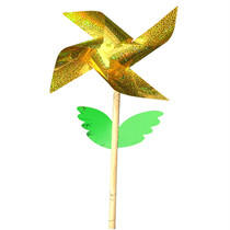 Childrens toy four-leaf wooden pole windmill plastic small windmill outdoor decoration photo decoration photography special windmill
