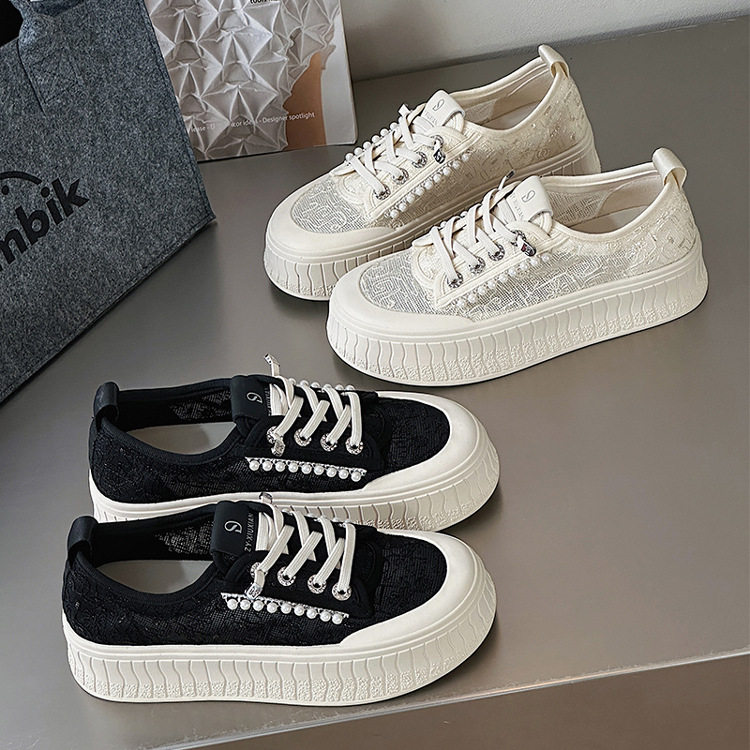 レディース 厚底メッシュ ホワイトスニーカー、薄手で通気性抜群、2026年春新作、スリッポン フィッシャーマンシューズ、スポーティカジュアルスニーカー