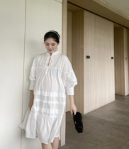 PEIPEI Gestational Woman Dress 2021 Fall New Slim Fit White Spring Autumn Style Suit Out Fashion Tandem Dress