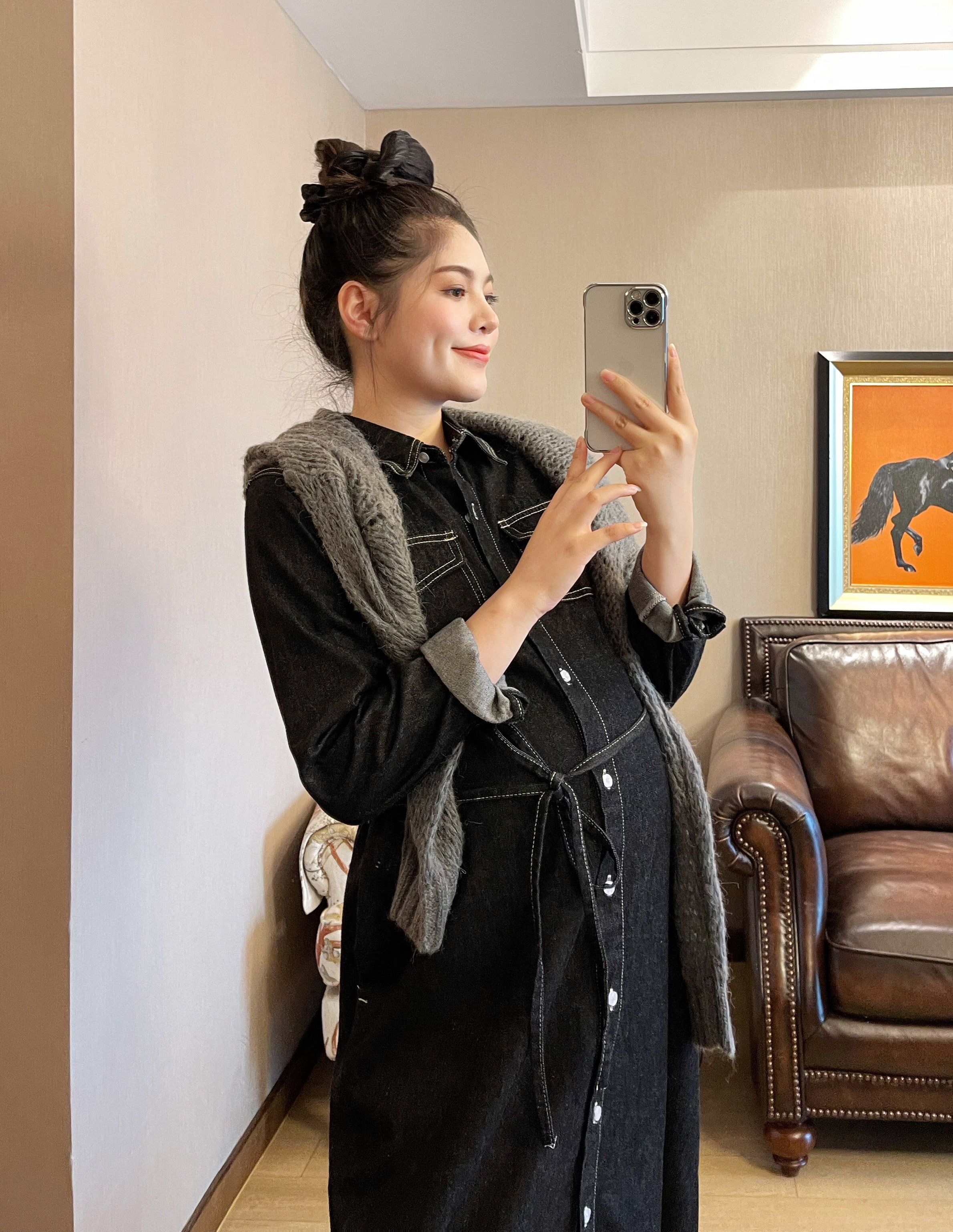 PEIPEI Maternity Wear Autumn Denim Skirt Dress Breastfeeding New Loose Luxury Plus Size Jacket Autumn Wear