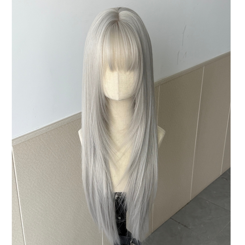 【Winter】Light Silver Gray Air Bangs Long Straight Hair High-End Wig 【Winter】Light Silver Gray Air Bangs Long Straight Hair High-End Wig
