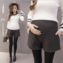 Pregnant womens shorts autumn and winter woolen cloth wear pregnant womens leggings loose wide leg pants tide mother pregnancy belly boots pants