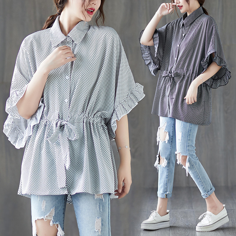 Pregnancy Maternity Dress Loose Blouse Summer Thin snowspun shirt large size shirt 200 catty, fat mm fashion bat jersey woman