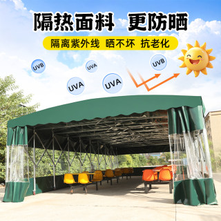 Customized outdoor large-scale mobile retractable sunshade and rainproof tent for parking, push-pull canopy, barbecue food stall tent