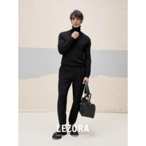 LEZORA close-knit top German Southern wool fine spinning ultra-fine beautiful slave wool black high collar knit jersey man