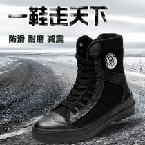 Spring and autumn winter outdoor training black canvas shoes high boots comfortable wear-resistant breathable high boots exercise shoes