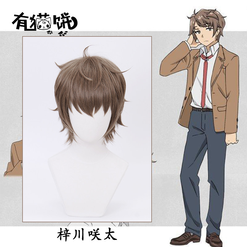 有猫饼青春猪头少年不会梦到兔女郎学姐男主梓川咲太cos万用假发