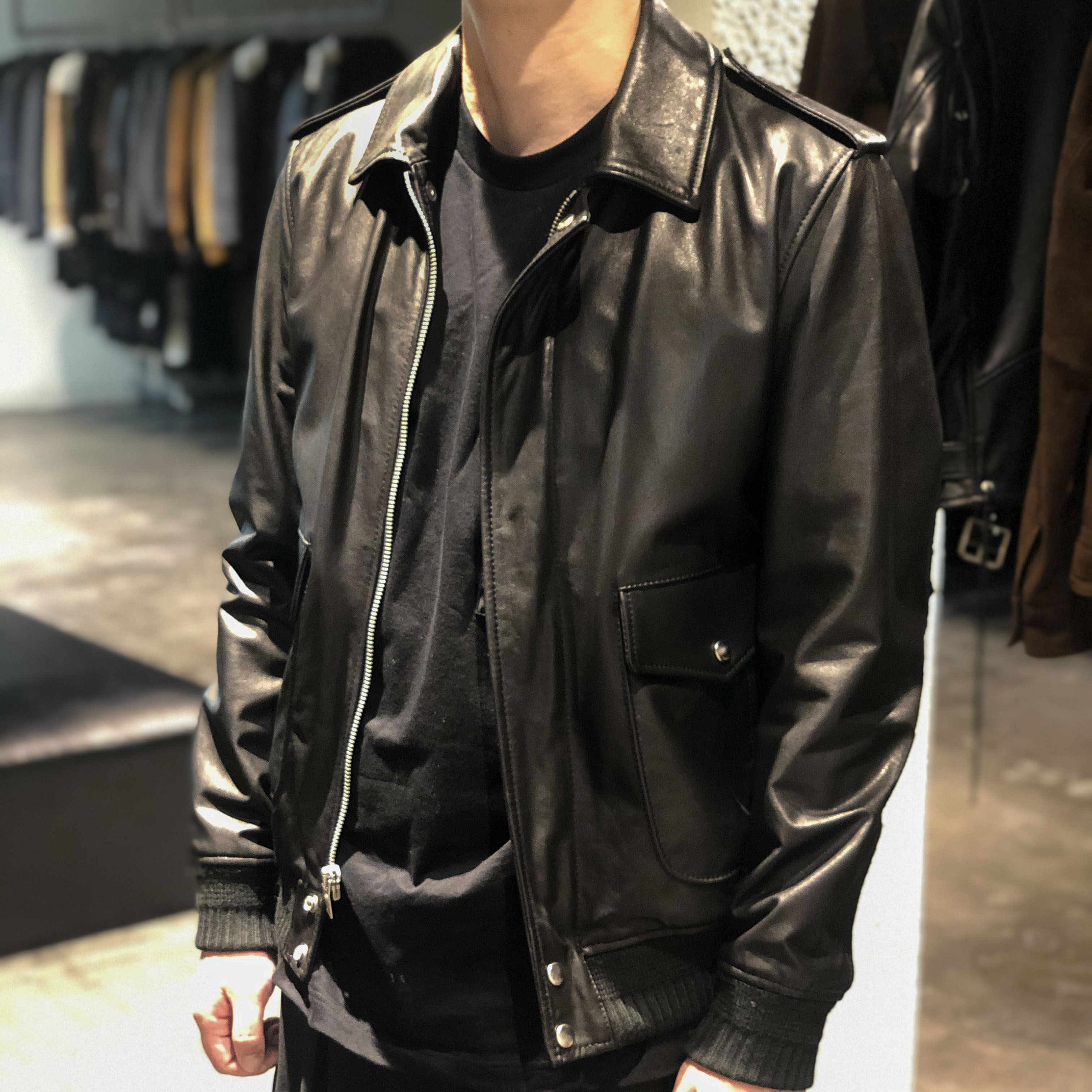 LA CALIFFA designer imported NAPPA calfskin slim fit classic lapel flight jacket leather jacket