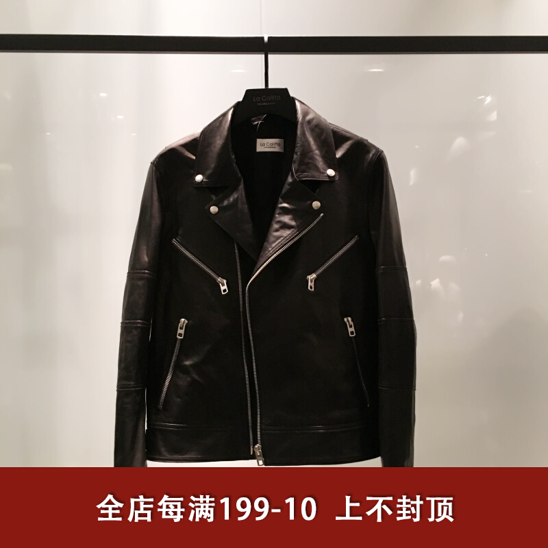 LA CALIFFA SLP wind Song Joong Ki same top goatskin slim fit biker jacket leather jacket leather men