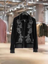 LA CALIFFA Palace Style Nightclub Coffee HEDI rivets suede lambskin Teddy jacket