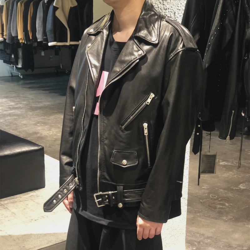 LA CALIFFA designer OS loose version NAPPA calfskin delicate texture motorcycle jacket leather