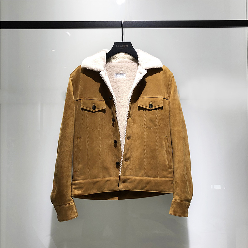 LA CALIFFA SLP wind fur fur one body menu fashion ginger jean jacket fur