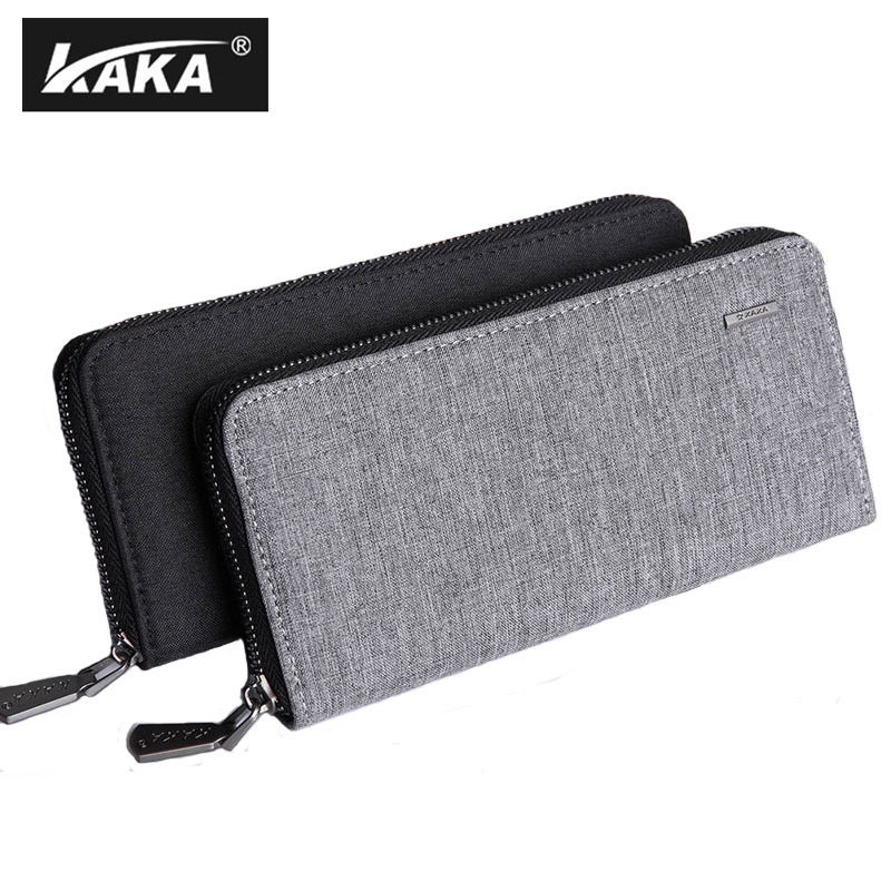 Kaka British Oxford Cloth Business Clutch Trendy Men's Phone Bag Long Wallet Casual Multi-Card Slot Single Zipper Pouch