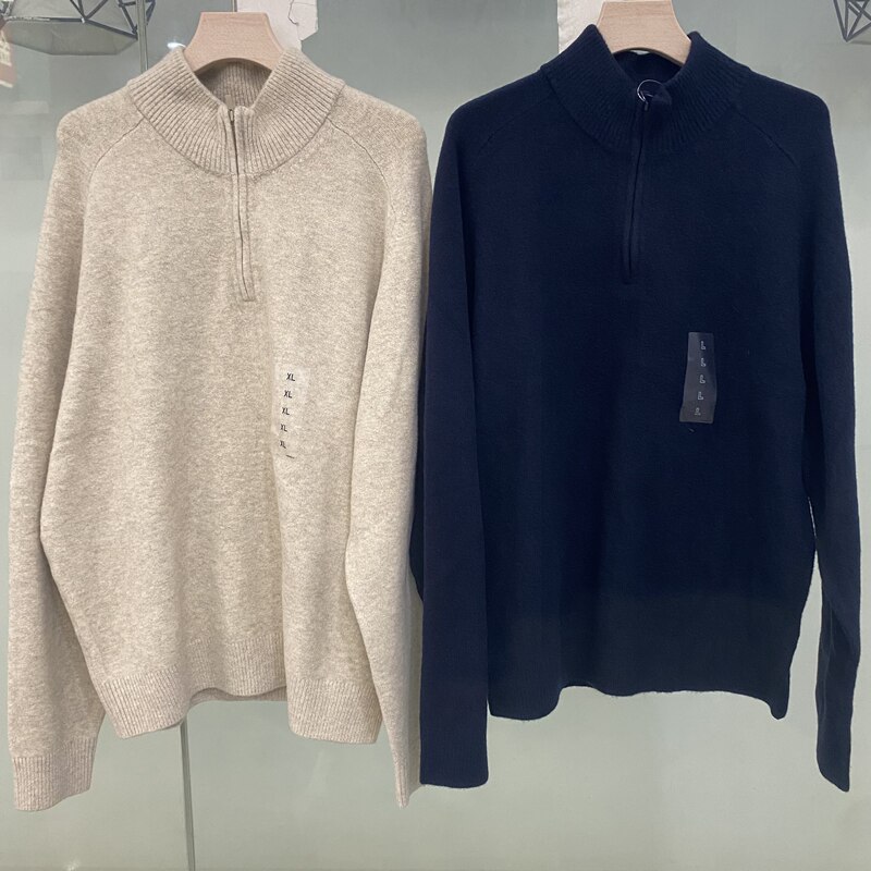 2026 Autumn and Winter New Men's Soufflé Loose Half-Zip Knit Sweater Pullover Long-Sleeve Sweater Men's 486078 2026 Autumn and Winter New Men's Soufflé Loose Half-Zip Knit Sweater Pullover Long-Sleeve Sweater Men's 486078