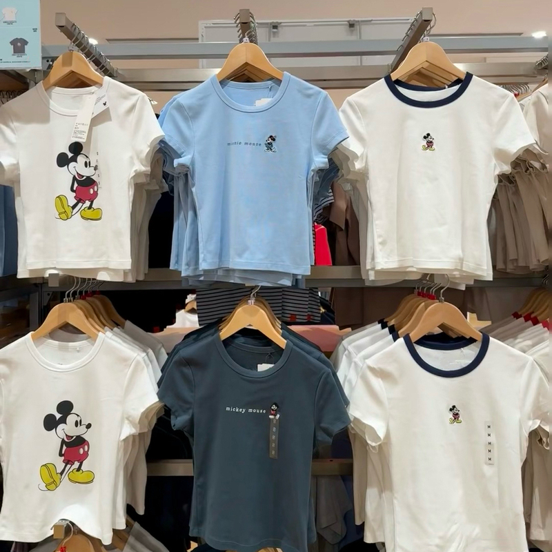 Women's Mickey Print Short-Sleeved T-Shirt Short Style Hot Girl Style Top 473467 477501 477499 473466