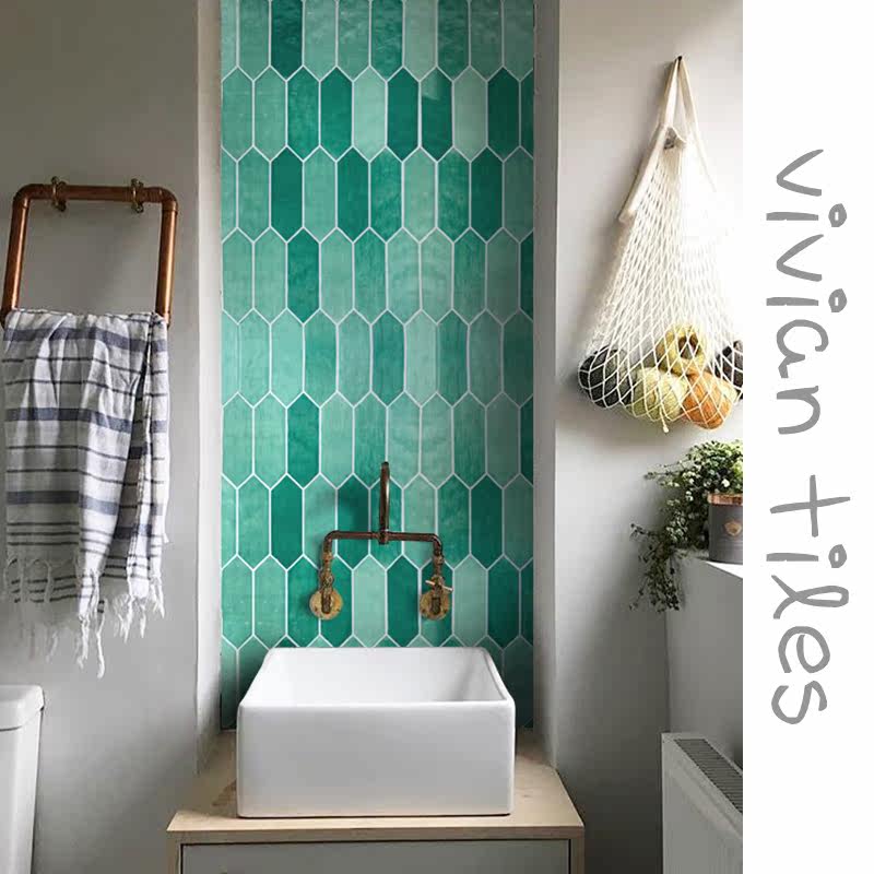 Nordic simple arrow handmade brick Kitchen powder room balcony wall brick bar entrance 100x300 shaped brick