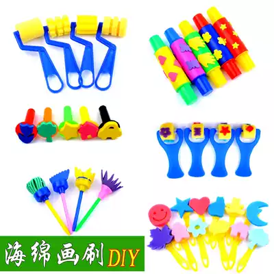 Sponge painting brush children's painting graffiti seal Roller roller paint teaching tool rubbing children's diy brush
