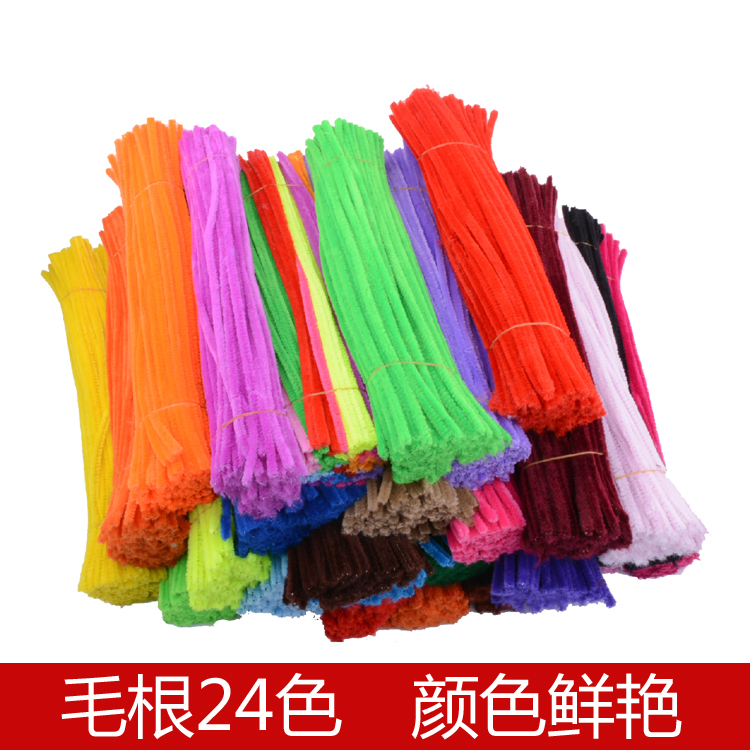 Gross Root Twisted Bar Nursery School Handmade Material Diy Colored Hairbrush Strips Woolen Plush Puzzle Toys