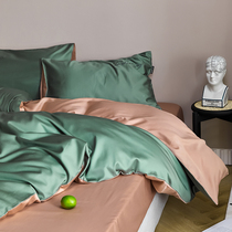 Silk sliding thin and soft ~ -- satin glossy sensation 100% pure cotton bed with four sets of high-grade senses color bed products