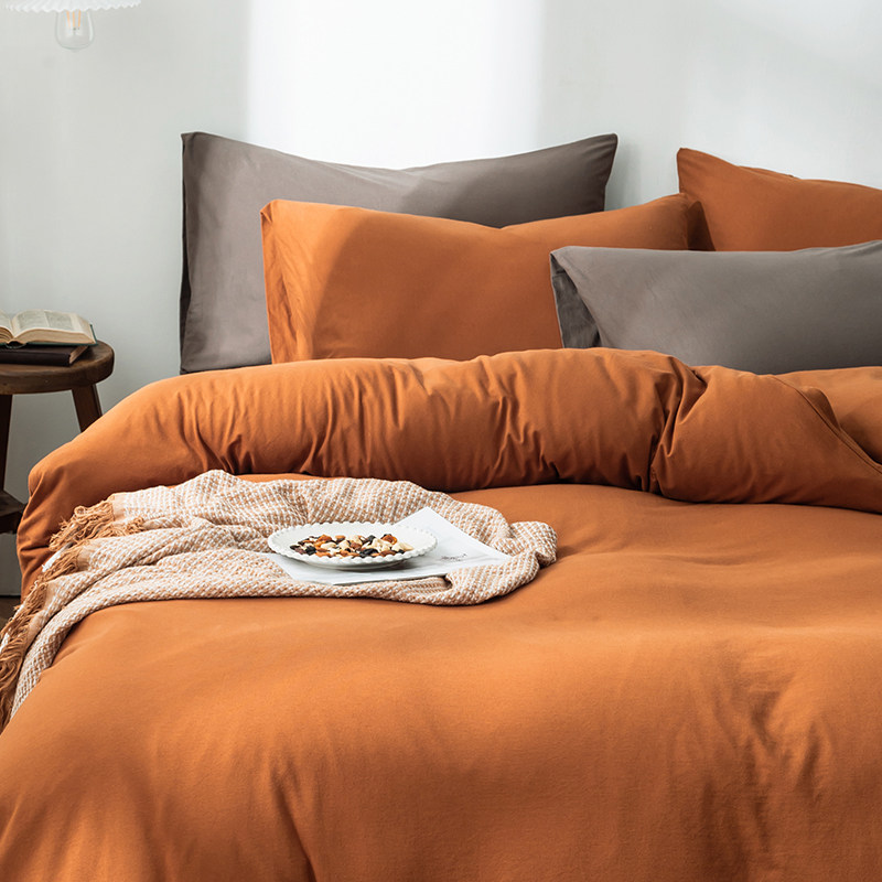 ins pumpkin color net reddits knit cotton four sets full cotton pure cotton bed brief pure color super soft nude sleep