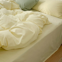 Autumn winter thickened pure cotton mill wool sheet single piece pure color ins single double bed with whole cotton by single milk yellow