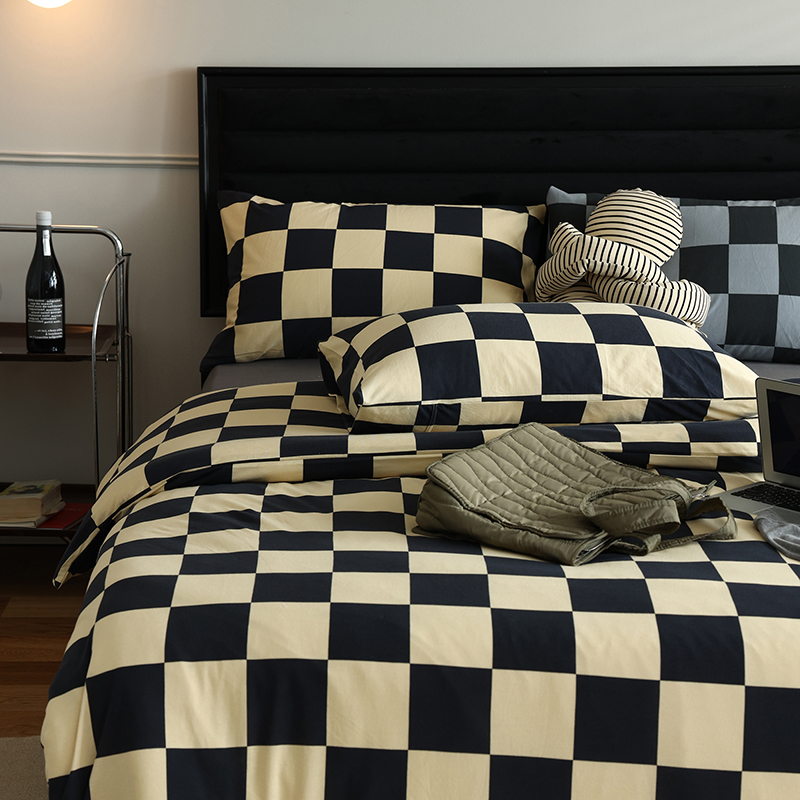 Board lattice retro-yds black and white lattice small crowdsourced large grid full cotton knit for four pieces