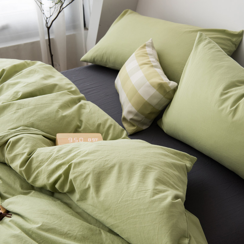 Wind color -- washed cotton pure cotton bed four pieces oversoft nude sleep full cotton pure color day style brief cover