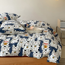 Charred cat cat ~ -- 13 color Katong cute bed pint knitted cotton sky geranium nude bed linen four pieces