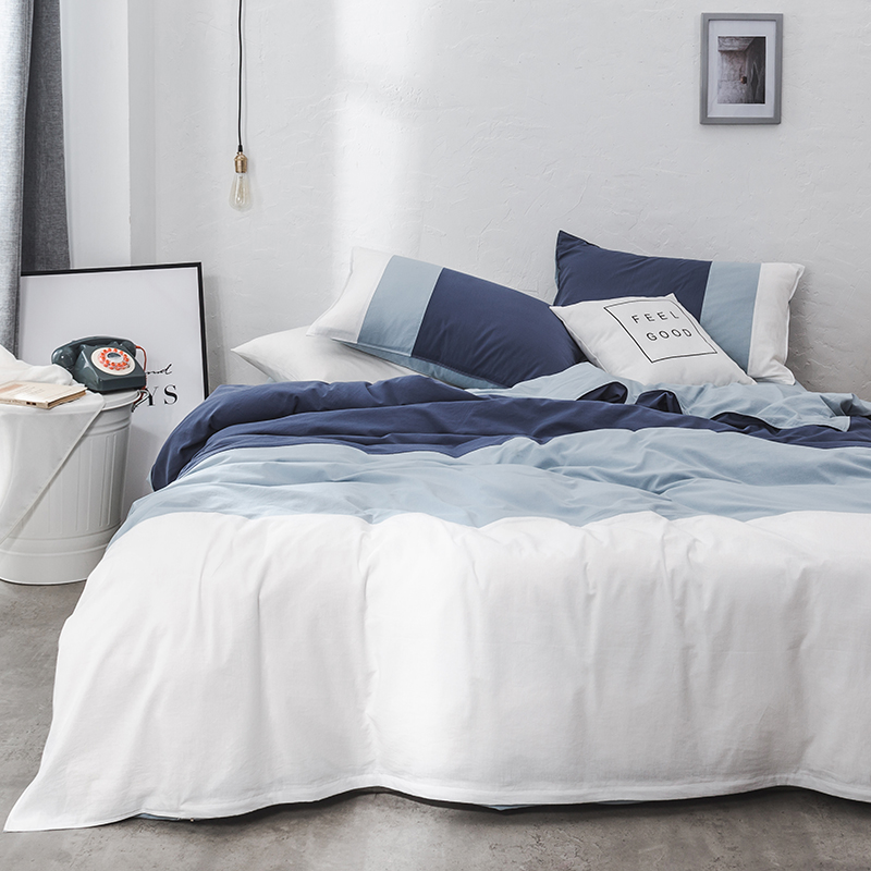 INS Japanese style all-cotton washed cotton four pieces of covered color pure cotton bed Quilt Cover Bed Linen ABOUT NORTH EUROPE
