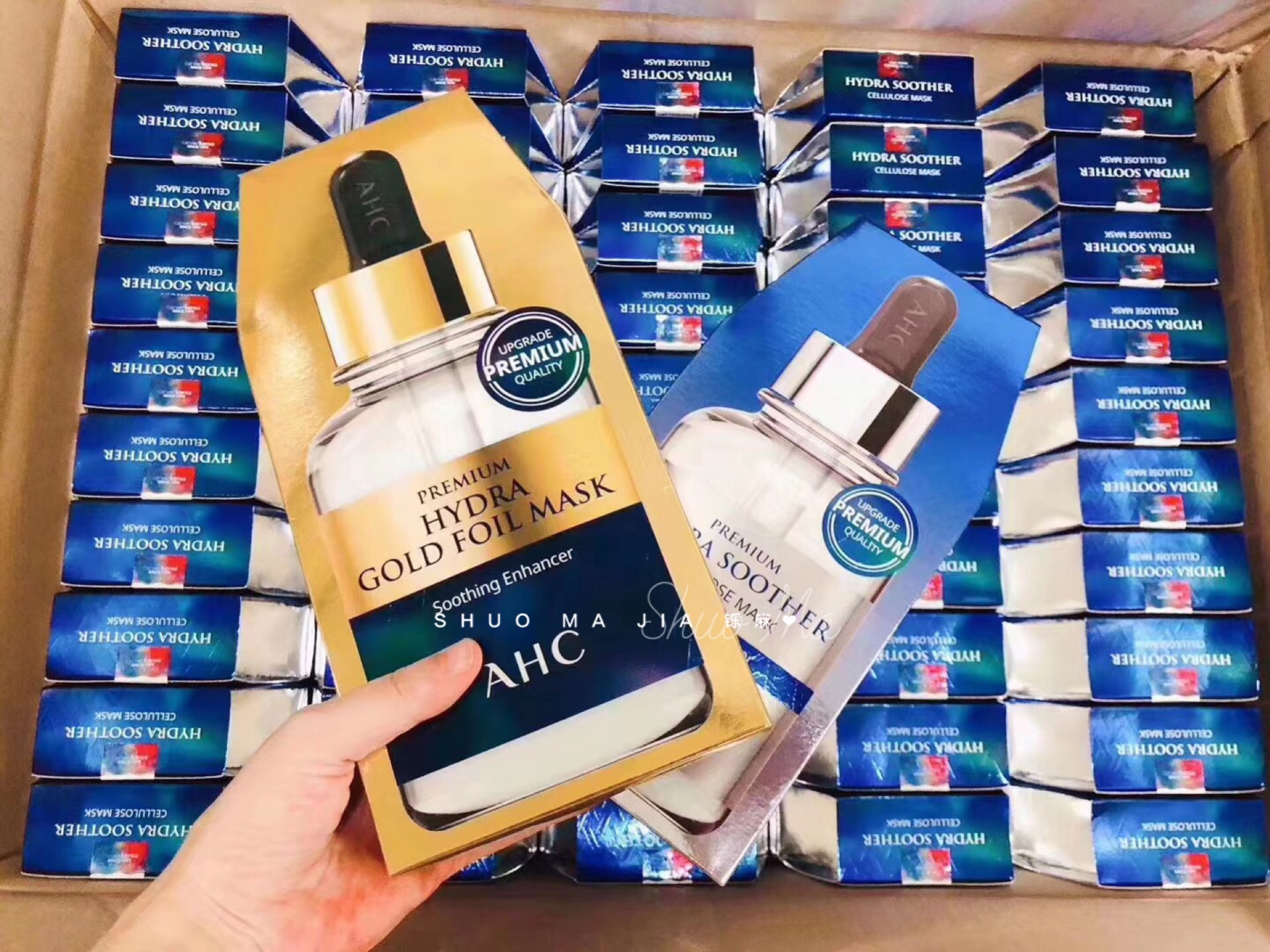 Mặt nạ vàng AHC Hàn Quốc 24K hơi nước lá thiếc vàng lá thế hệ thứ ba b5 màu xanh lam axit hyaluronic dưỡng ẩm mặt nạ giấy ha