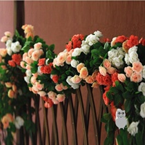 Wall decoration air conditioning pipe heating pipe shielding simulation fake flower rattan vine plastic rose interior decoration