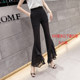 Black chiffon wide-leg pants women's summer thin section high-waisted straight tube slimming all-match drape flared casual trousers autumn