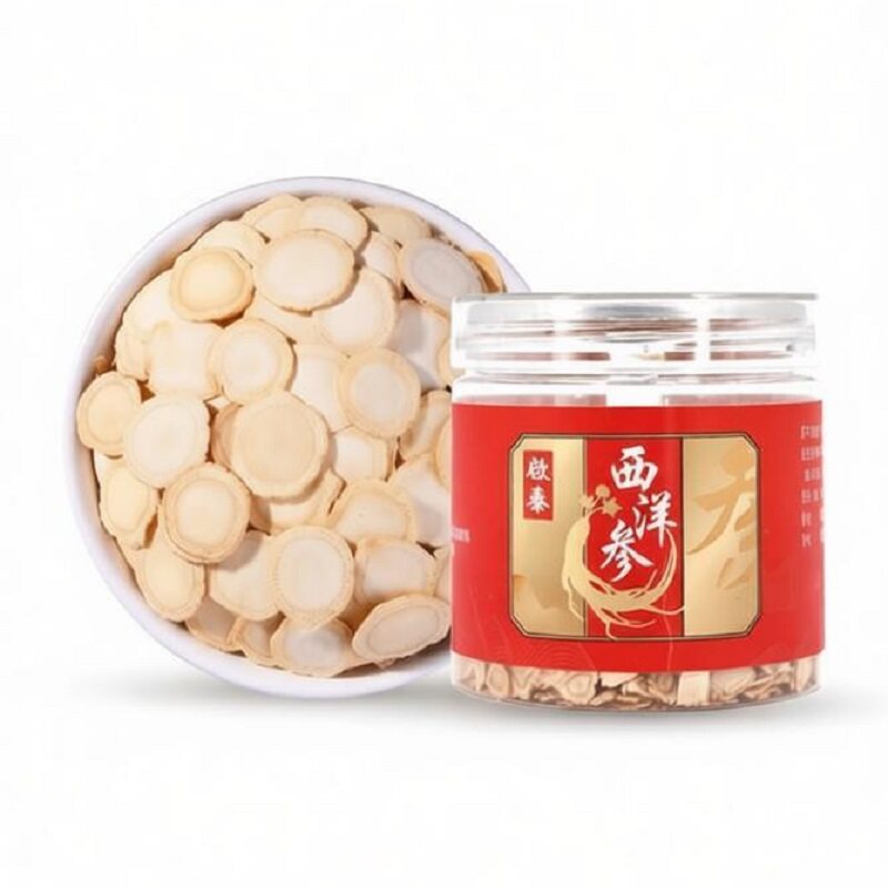 香港启泰西洋参片吉林长白山圆切花旗参片正品官方旗舰店罐装送礼