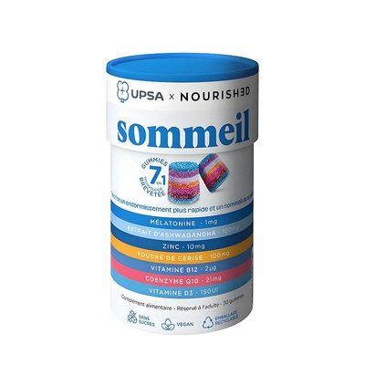 UPSA 褪黑素辅酶Q10南非醉茄无糖睡眠彩虹晚安糖软糖 30粒