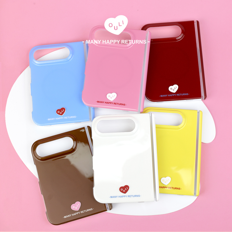 [Happy Candy] Ouliouli Magnetic iPhone Duo Phone Case Jelly Case Solid Color Niche Style Couple High-End Feel ins Wind Red Pink Korean Style with Center Axis Folding Screen