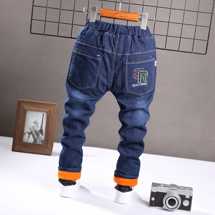 Trẻ em cộng với quần jean nhung bé gái quần mùa đông quần cotton dày quần bé trai 3 ấm 4 quần 5 mùa đông 6-7-8 tuổi quần áo sành điệu cho be gái