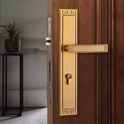 Zhongshan new Chinese bedroom room door lock antique entrance door mother door pair double switch solid wood large door lock Chinese style