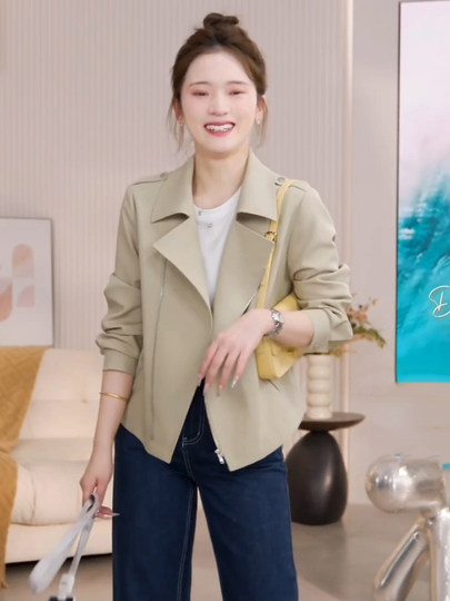 小个子女士外套短款风衣新款韩版春秋款网红外套修身夹克休闲百搭