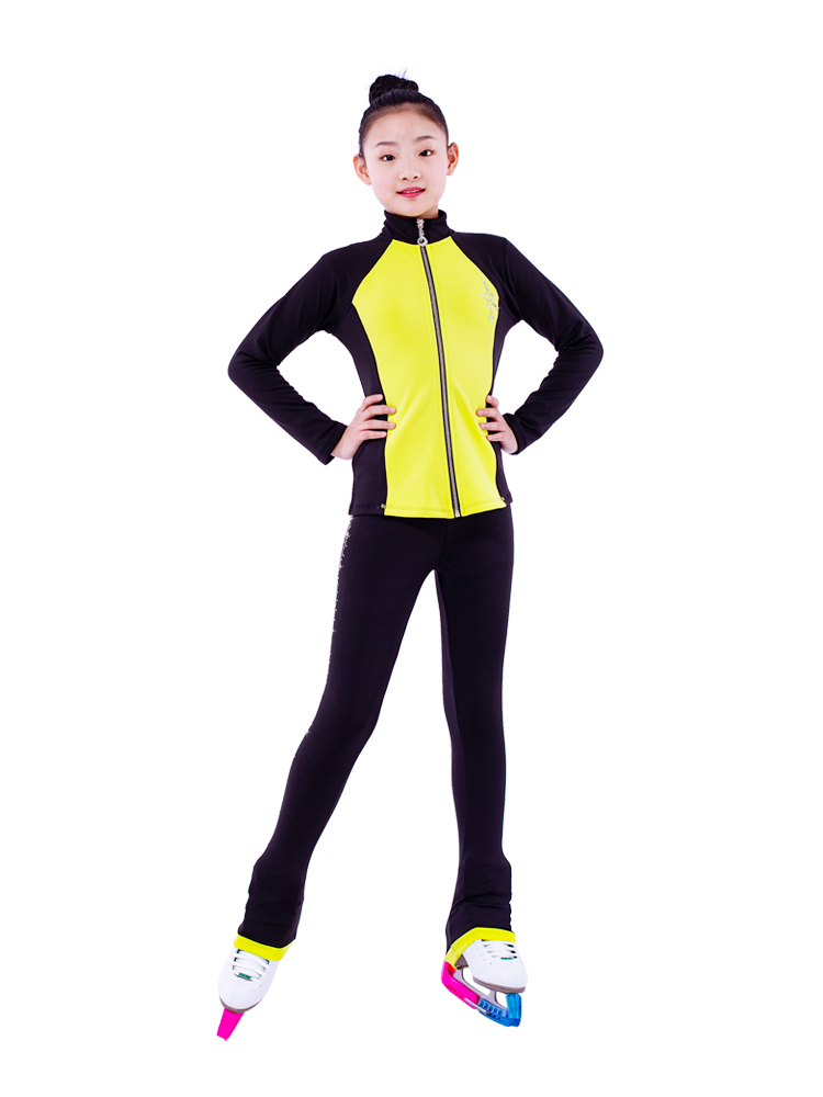 Figure Skating Suit Girl ICE TRAINING CLOTHING CHILDREN FLOWER SLIDE BLOUSES PANTS FOUR SEASONS PLUS SUEDE WATERPROOF AND BREATHABLE