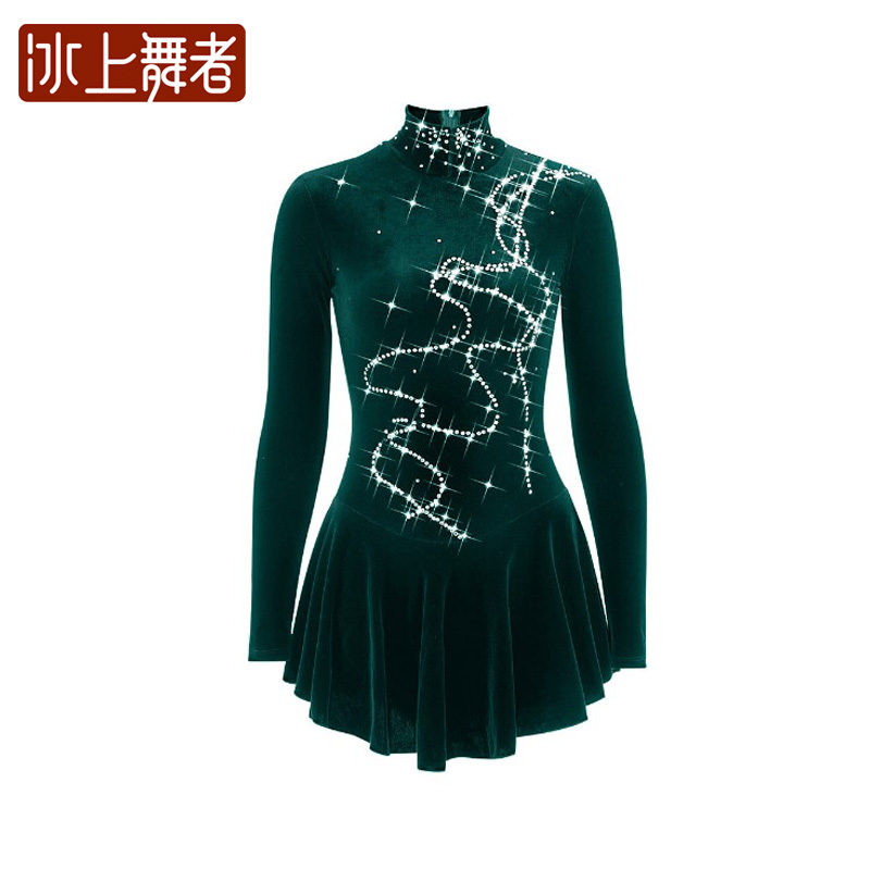 Figure Skating Suit Performance Clothing Women children's examination Competition skirts Iced Ice Clothing Silk Suede Kausten Custom