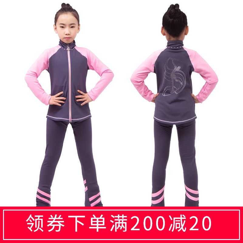 Figure skating clothes Children's thin velvet heating clothes Ice skating performance clothes hot diamond training pants women's tops four seasons new